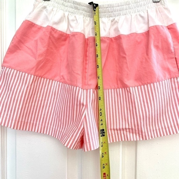 80s Vintage Justin Allen high rise shorts pastel color block stripe pull on M - Picture 4 of 7